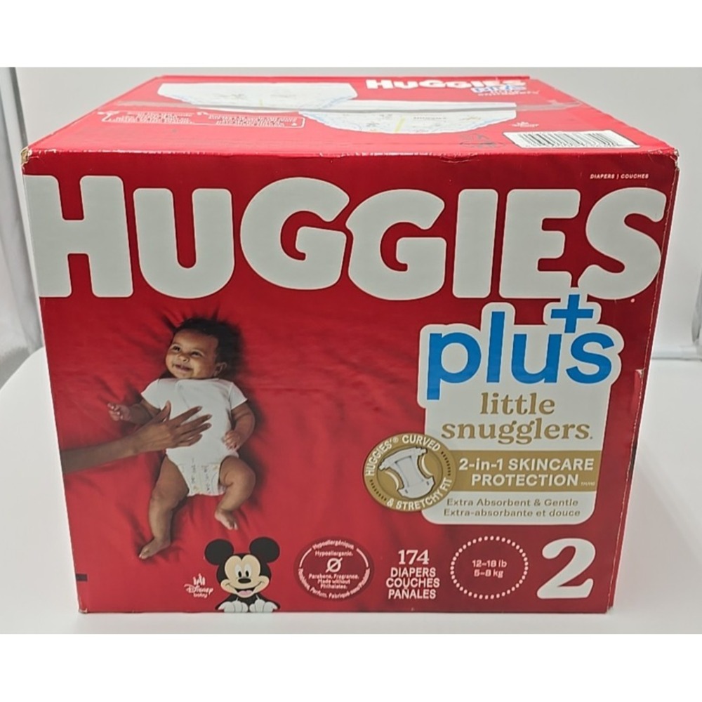 Huggies Little Snugglers Plus Diapers - White, 174 Count, Size 2